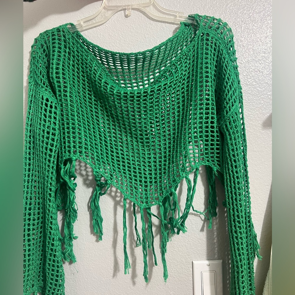 Green sweater cover up
